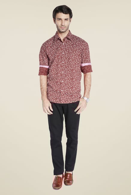 ColorPlus Maroon Paisley Print Shirt ColorPlus Maroon Paisley Print Shirt