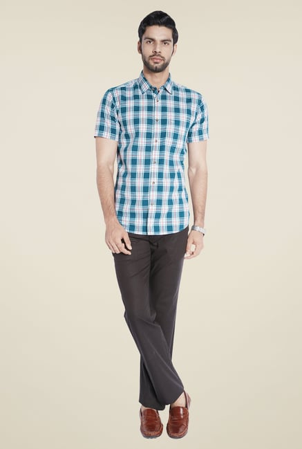 ColorPlus Teal Checks Shirt ColorPlus Teal Checks Shirt