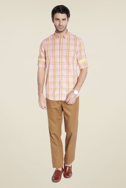 ColorPlus Peach Checks Shirt ColorPlus Peach Checks Shirt