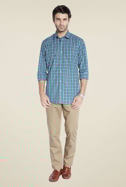 ColorPlus Teal Checks Shirt ColorPlus Teal Checks Shirt