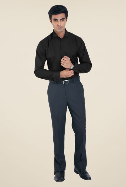 Park Avenue Black Solid Shirt Park Avenue Black Solid Shirt