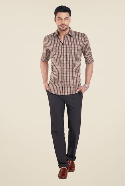 Park Avenue Brown Checks Shirt Park Avenue Brown Checks Shirt