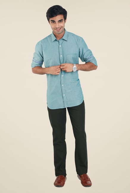 ColorPlus Olive Solid Chinos ColorPlus Olive Solid Chinos
