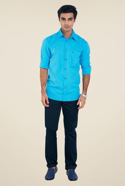 Park Avenue Blue Solid Shirt Park Avenue Blue Solid Shirt