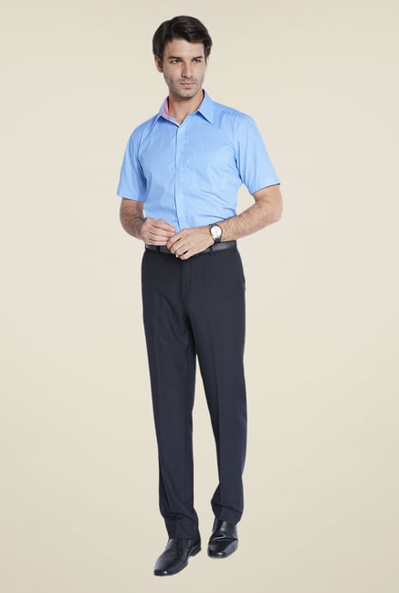 Park Avenue Blue Self Print Shirt Park Avenue Blue Self Print Shirt