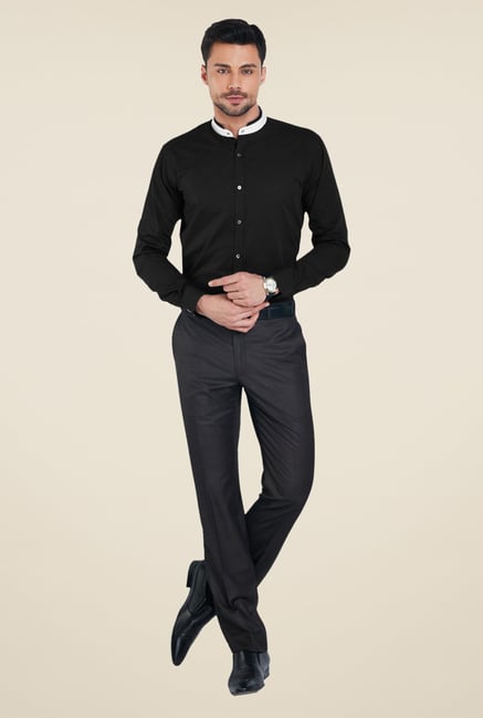 Park Avenue Black Solid Shirt Park Avenue Black Solid Shirt