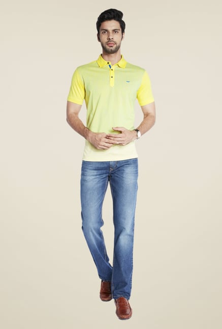 Park Avenue Yellow Self Print T Shirt Park Avenue Yellow Self Print T Shirt