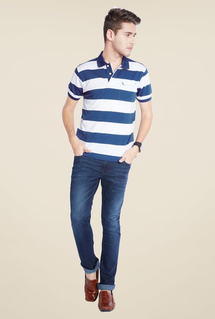 Parx Blue & White Striped T Shirt Parx Blue & White Striped T Shirt