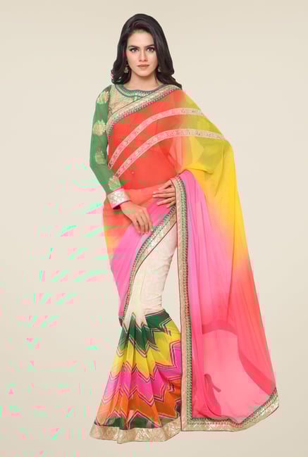 Triveni Multicolor Printed Faux Georgette Saree Triveni Multicolor Printed Faux Georgette Saree
