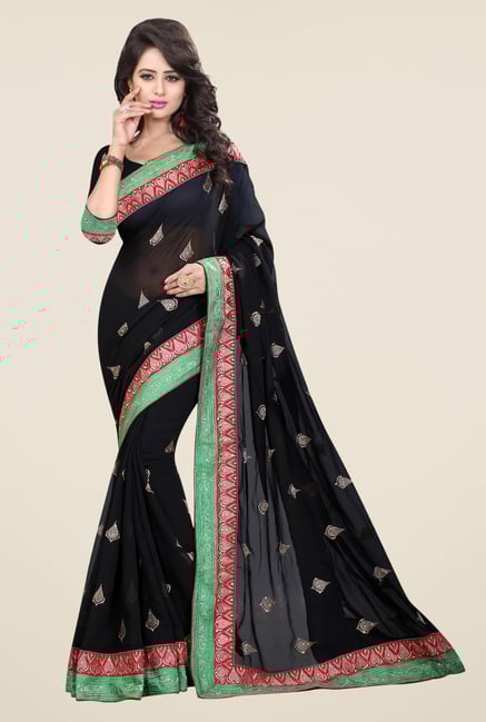 Triveni Black Embroidered Chiffon Saree Triveni Black Embroidered Chiffon Saree