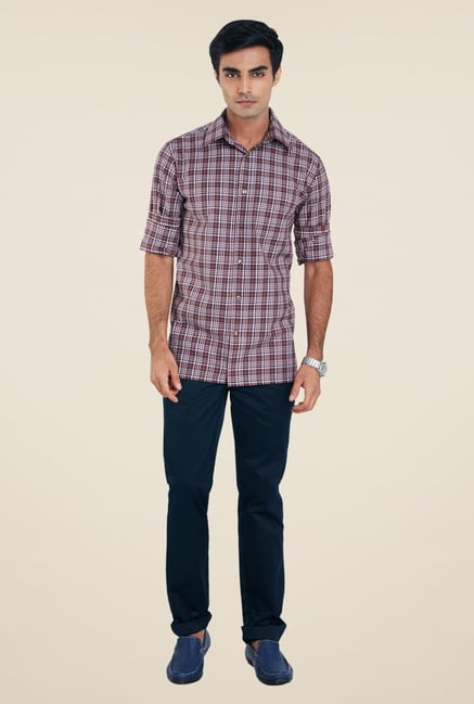Park Avenue Maroon Checks Shirt Park Avenue Maroon Checks Shirt