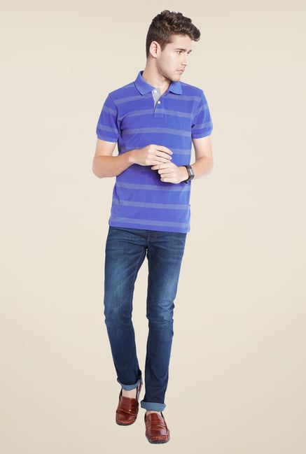 Parx Blue Striped T Shirt Parx Blue Striped T Shirt