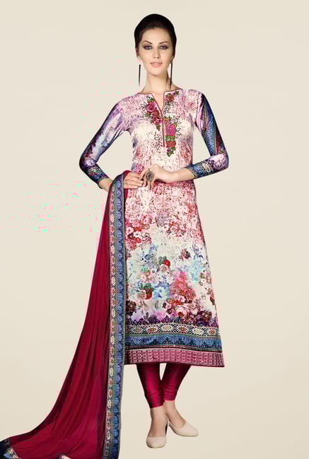 Triveni Charming Multicolor Satin Crepe Dress Material Triveni Charming Multicolor Satin Crepe Dress Material