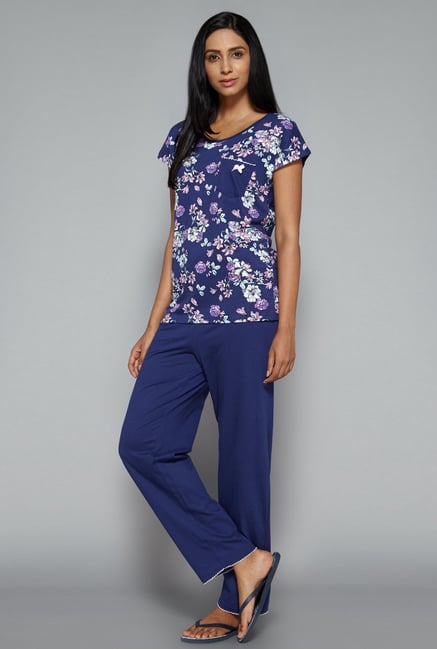 Intima by Westside Navy Solid Pyjama Set Intima by Westside Navy Solid Pyjama Set