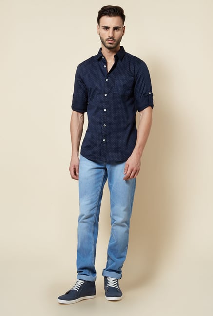 Zudio Navy Slim Fit Shirt Zudio Navy Slim Fit Shirt