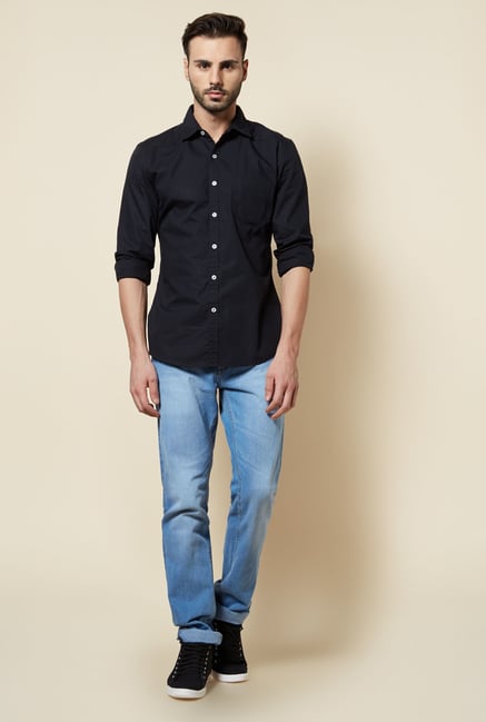Zudio Black Slim Fit Shirt Zudio Black Slim Fit Shirt