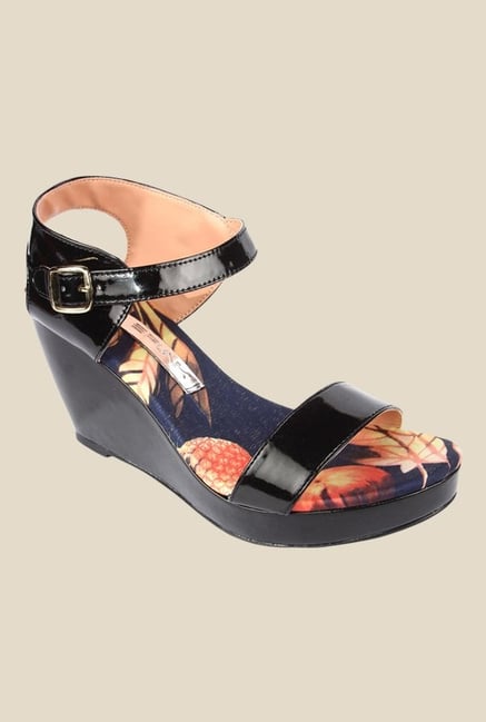 Spunk Vanessa Black Ankle Strap Wedges Spunk Vanessa Black Ankle Strap Wedges