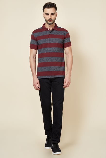 Zudio Red Striped Polo T Shirt Zudio Red Striped Polo T Shirt