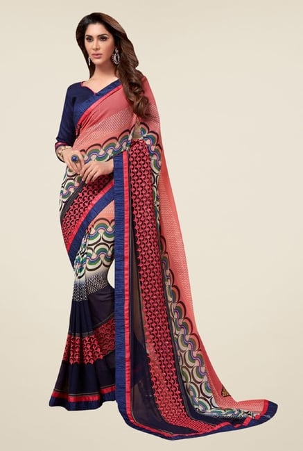 Triveni Exuberant Multicolor Georgette Net Saree Triveni Exuberant Multicolor Georgette Net Saree