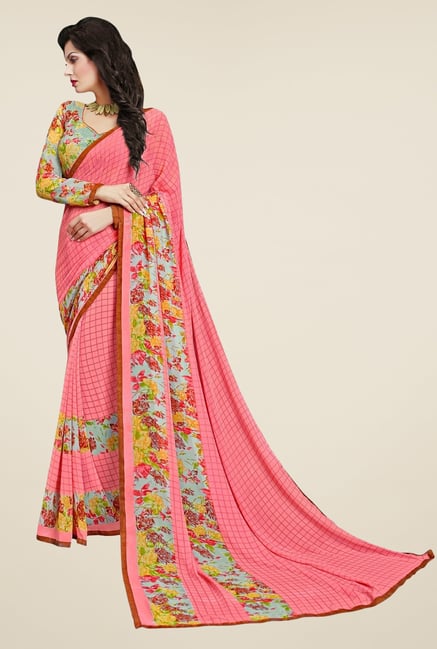 Triveni Pleasing Peach Faux Georgette Saree Triveni Pleasing Peach Faux Georgette Saree
