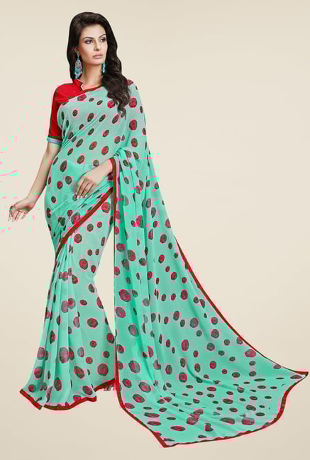 Triveni Trendy Green Faux Georgette Saree Triveni Trendy Green Faux Georgette Saree
