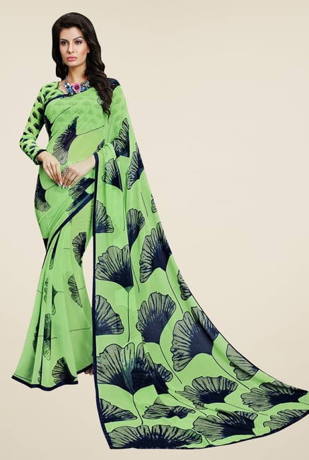 Triveni Fanciful Green Faux Georgette Saree Triveni Fanciful Green Faux Georgette Saree