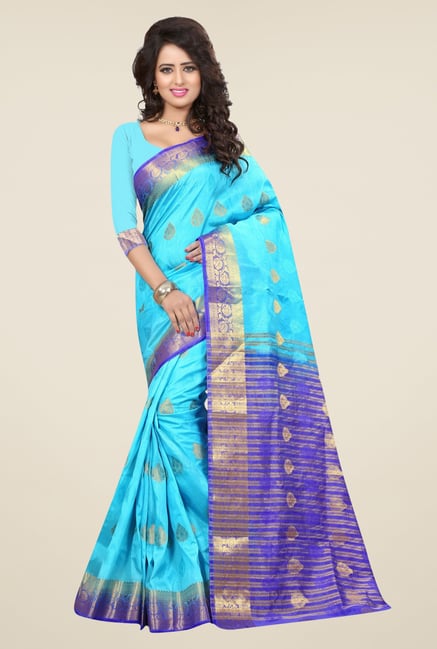 Triveni Charming Sky Blue Nylon Art Silk Saree Triveni Charming Sky Blue Nylon Art Silk Saree