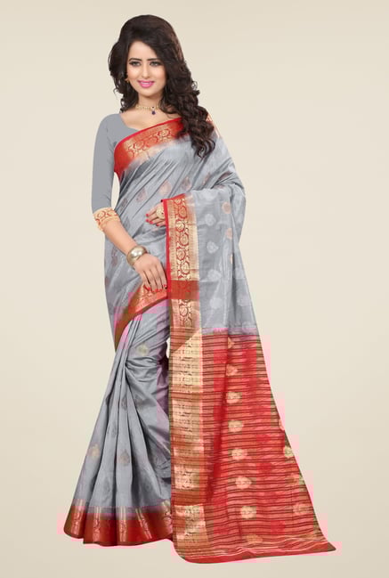 Triveni Pretty Grey Nylon Art Silk Saree Triveni Pretty Grey Nylon Art Silk Saree