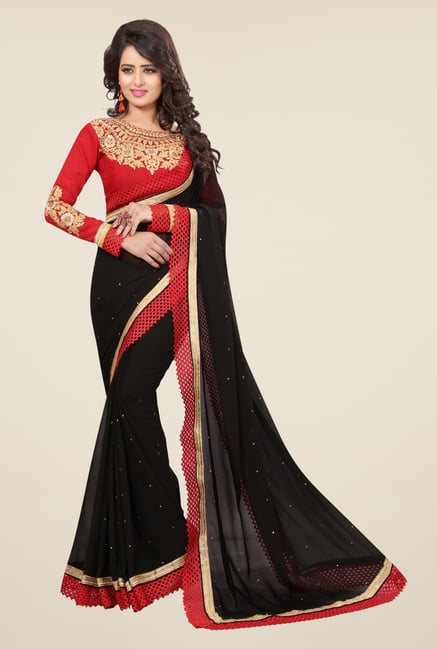 Triveni Classy Black Faux Georgette Saree Triveni Classy Black Faux Georgette Saree
