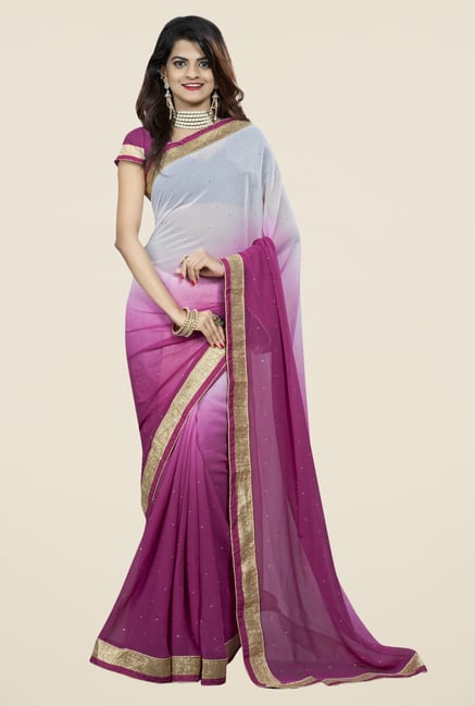 Triveni Lovely Purple & Grey Chiffon Saree Triveni Lovely Purple & Grey Chiffon Saree