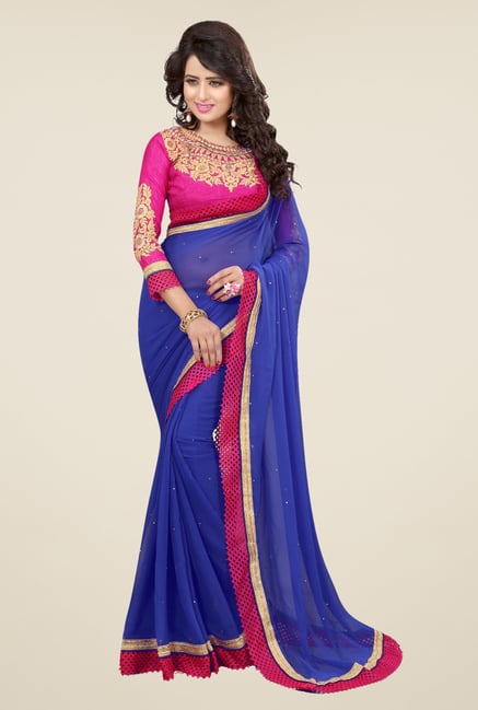 Triveni Smart Blue Faux Georgette Saree Triveni Smart Blue Faux Georgette Saree