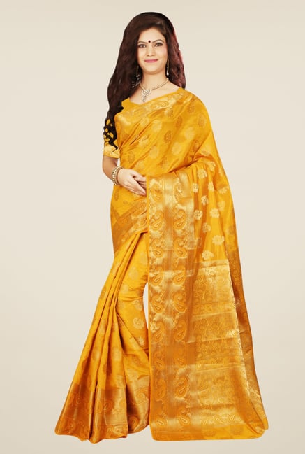 Triveni Beautiful Mustard Tussar Silk Saree Triveni Beautiful Mustard Tussar Silk Saree