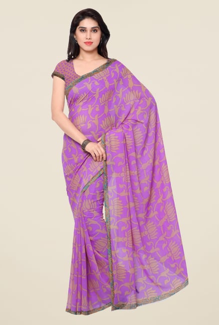 Triveni Purple Faux Georgette Saree Triveni Purple Faux Georgette Saree