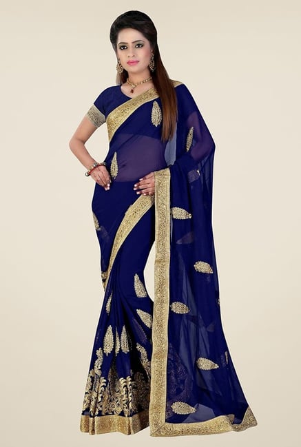 Triveni Mesmerizing Navy Faux Georgette Saree Triveni Mesmerizing Navy Faux Georgette Saree