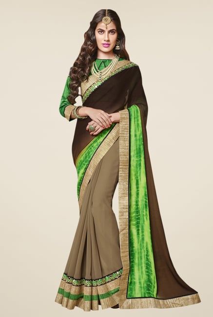Triveni Charming Beige & Brown Chiffon Georgette Saree Triveni Charming Beige & Brown Chiffon Georgette Saree