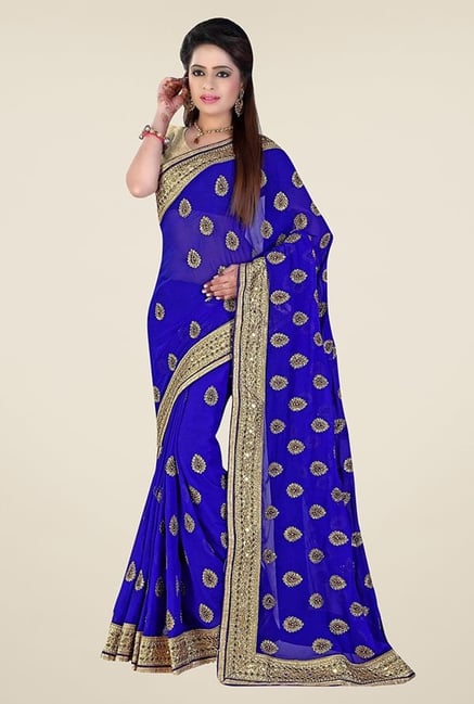 Triveni Splendid Blue Faux Georgette Saree Triveni Splendid Blue Faux Georgette Saree