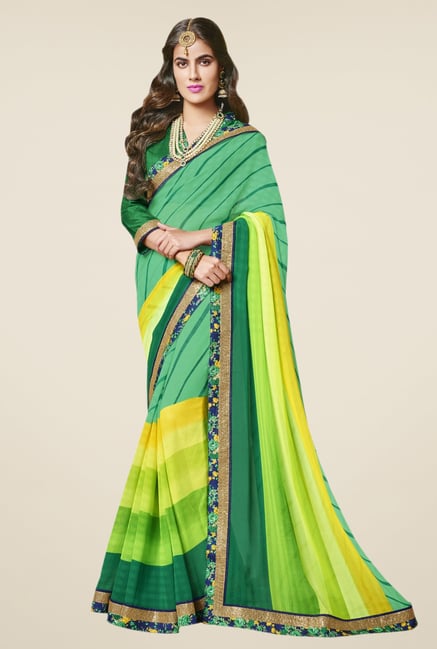 Triveni Chic Green Faux Georgette Saree Triveni Chic Green Faux Georgette Saree
