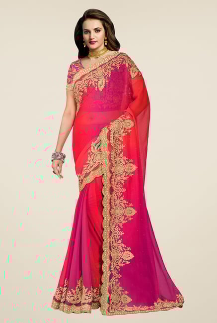 Triveni Chic Magenta Chiffon Saree Triveni Chic Magenta Chiffon Saree