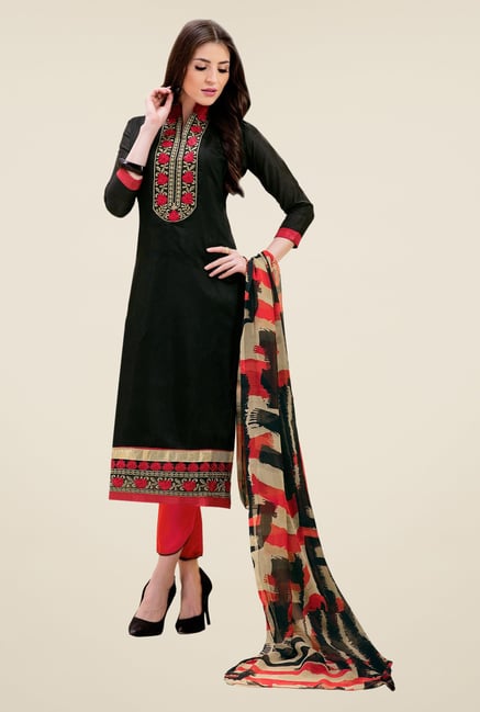 Triveni Attractive Black & Pink Dress Material Triveni Attractive Black & Pink Dress Material