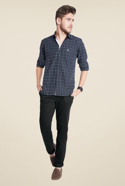 Parx Black Solid Chinos Parx Black Solid Chinos