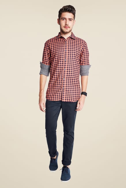 Parx Navy Solid Chinos Parx Navy Solid Chinos