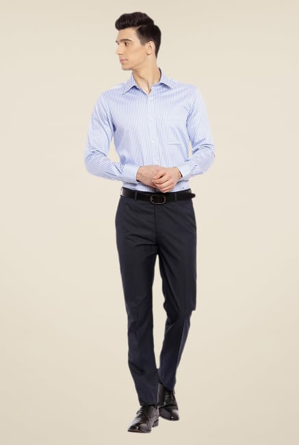 Raymond Dark Blue Textured Trouser Raymond Dark Blue Textured Trouser