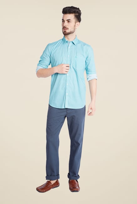 Parx Turquoise Printed Shirt Parx Turquoise Printed Shirt