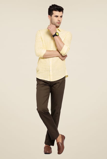 ColorPlus Yellow Textured Linen Shirt ColorPlus Yellow Textured Linen Shirt