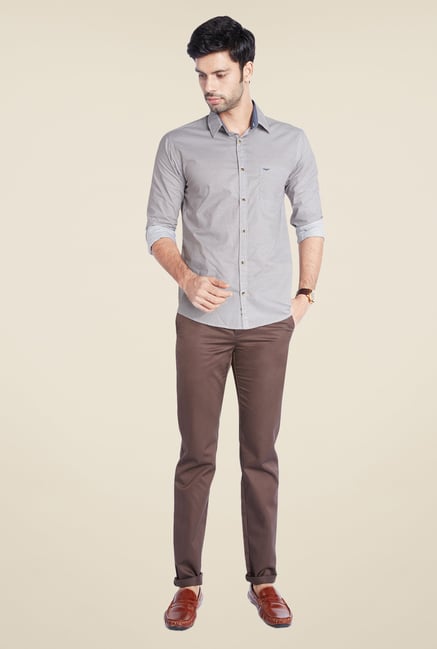 Park Avenue Grey Self Print Shirt Park Avenue Grey Self Print Shirt