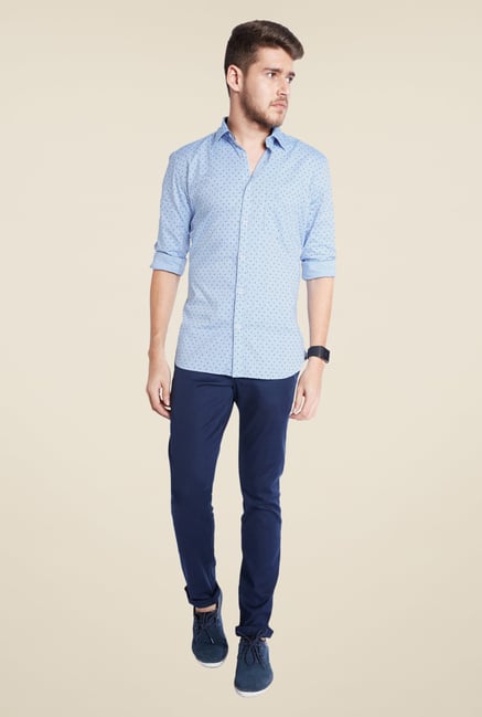 Parx Blue Printed Shirt Parx Blue Printed Shirt