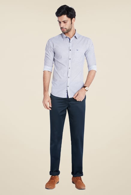 Park Avenue White Printed Shirt Park Avenue White Printed Shirt