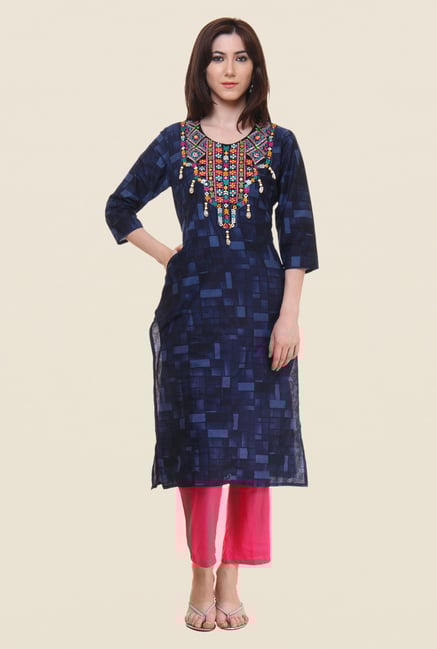 Shree Navy Embroidered Kurta Shree Navy Embroidered Kurta