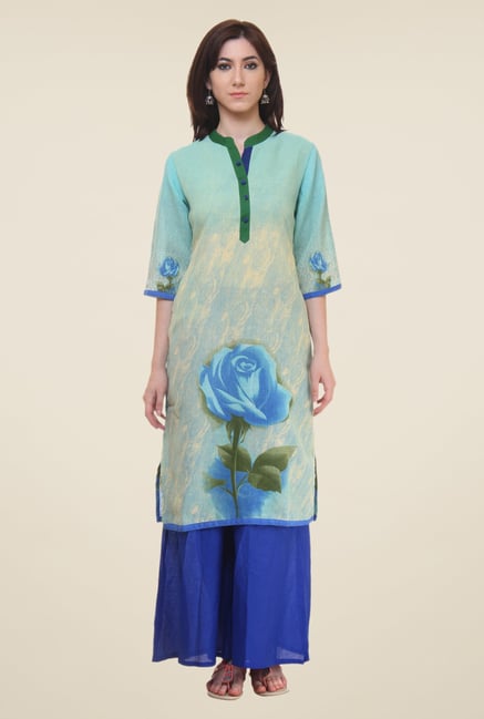 Shree Blue Floral Print Kurta Shree Blue Floral Print Kurta