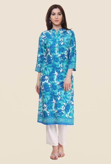 Shree Blue Floral Print Kurta Shree Blue Floral Print Kurta